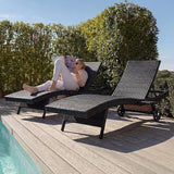 Polibi 80" Patio Wicker Chaise Lounge Chairs Set of 2 - Photo 1
