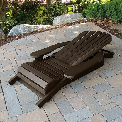 highwood AD-KITCHL5-ACE Hamilton Folding & Reclining Adirondack Chair with Ottman and Cup Holder, Weathered Acorn