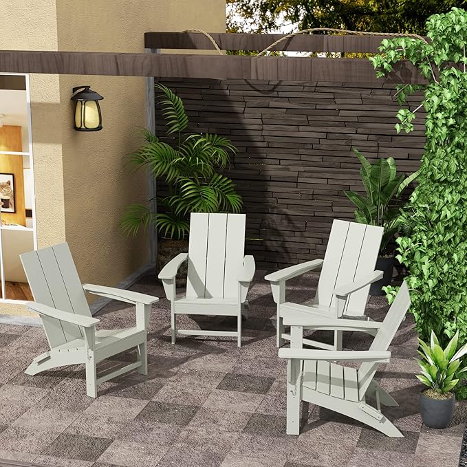 WestinTrends Ashore Modern Outdoor Folding Adirondack Chair (Set of 4), Sand