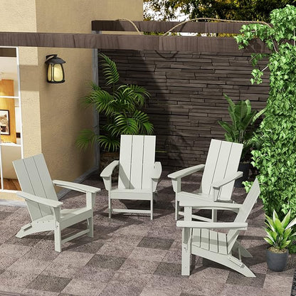 WestinTrends Ashore Modern Outdoor Folding Adirondack Chair (Set of 4), Sand