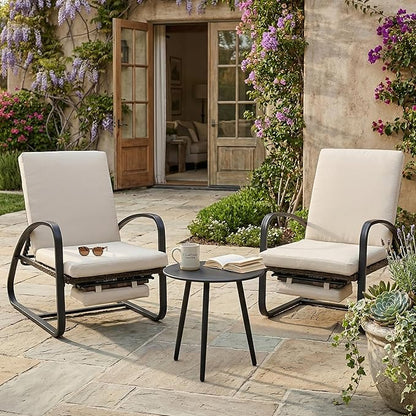 Outdoor Chaise Lounge Chairs Set with Table, 5-Position Adjustable Patio Recliner, Conversation Furniture for Deck, Lawn, Garden, Khaki