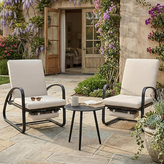 Outdoor Chaise Lounge Chairs Set with Table, 5-Position Adjustable Patio Recliner, Conversation Furniture for Deck, Lawn, Garden, Khaki