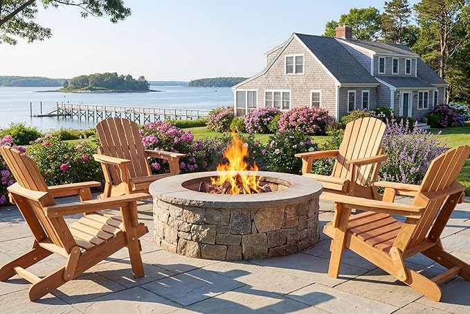 Oversized Wooden Folding Adirondack Chair with Pre-Assembled Backrest and Seat Board - Photo 7