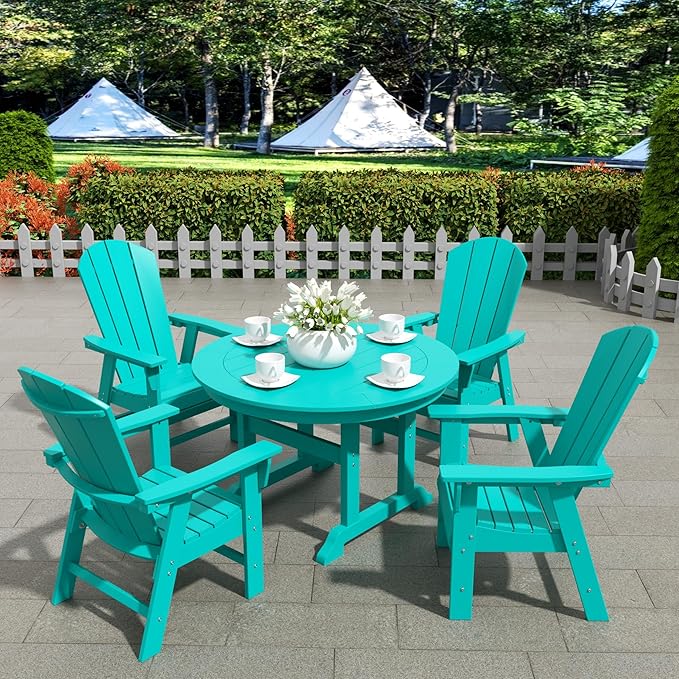 WestinTrends Malibu Outdoor Patio HDPE Plastic Adirondack Dining Chair Turquoise