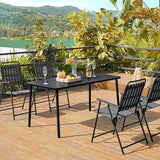 Yaheetech Outdoor Dining Table for 6 Person, Rectangular Slatted Metal Patio Table for Deck Garden Lawn Backyard Use - Photo 2