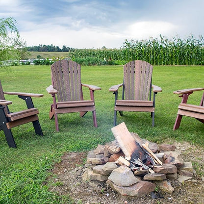 Furniture Barn USA Poly Folding Adirondack Chair with Smart Phone Holder, Walnut and Black
