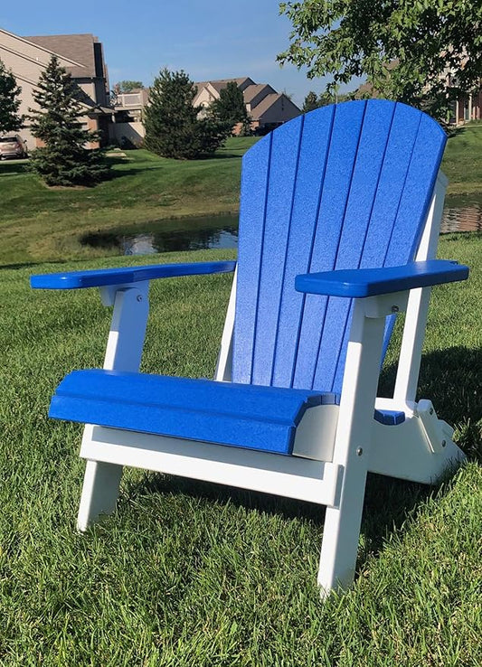 DuraWeather Poly® Classic King Size Folding Adirondack Chair (Pool Blue on White)