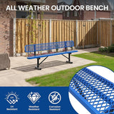 8FT Heavy Duty Park Bench with Back Portable Frame, Outdoor Steel Bench with Backrest - Photo 7