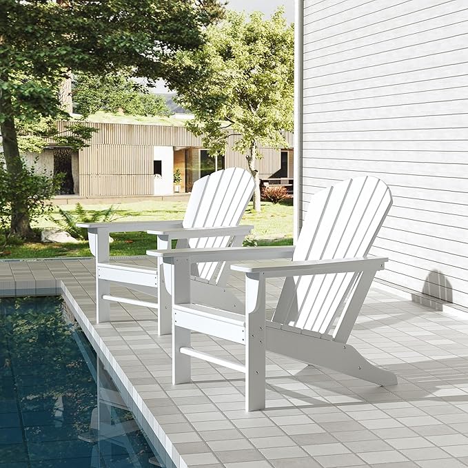 WestinTrends Dylan Outdoor Adirondack Chair (Set of 2), White