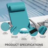 3 Pieces Patio Chaise Lounge Set Outdoor PE Rattan Armrest Lounge Chair Adjustable Backrest Reclining Chair with - Photo 6
