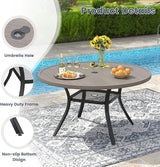 VICLLAX 40.6" Round Metal Outdoor Dining Table for 4, Patio Table with Umbrella Hole and Storage Shelf for Garden, Lawn - Photo 4