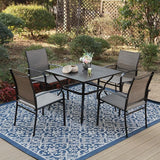 Outdoor Patio Square Dining Table, 37"x 37" Metal Slatted Tabletop with Adjustable Umbrella Hole - Photo 2
