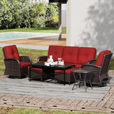 Joyside Wicker Patio Furniture Set, 7 Piece Outdoor Furniture Set with Thickened Cushions, High Back, Deep Seating - Photo 6