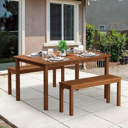 Furinno Tioman Outdoor Dining Table, Natural 35.5"D x 59.0"W x 29.0"H