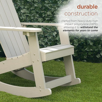 Alpine Corporation 39" H Outdoor Adirondack Rocking Chair with Classic Ergonomic Design Patio Seating Furniture and Accessories, Light Gray
