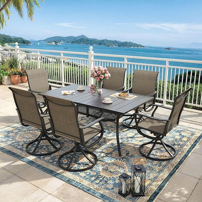 Outdoor Dining Table for 6, 59.2" Rectangle Outdoor Table with Adjustable Umbrella Hole and Storage Shelf, All-Weather Metal Patio Dining Table for Lawn Garden Backyard Deck, Black