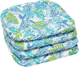 BrylaneHome Indoor/Outdoor Chair Pads (Set of 4) - 16" L x 15.6" W - Water, Stain & Fade Resistant - Blue Fern - Photo 1
