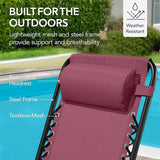 Best Choice Products Outdoor Folding Rocking Chair, Zero Gravity Lounge Chair, Patio Rocker w/Headrest Pillow - Burgundy - Photo 7