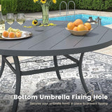 VICLLAX 53" Round Patio Dining Table for 6-8, Metal Outdoor Dining Table with Umbrella Hole for Garden, Patio, Balcony - Photo 6