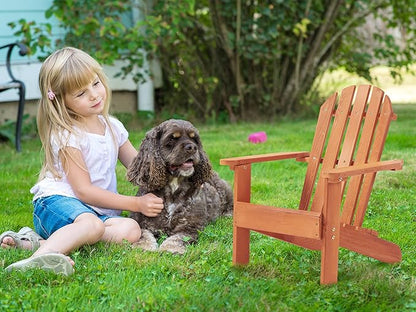 SoliWood Kids Outdoor Wooden Adirondack Chair for Patio Garden Backyard Porch Pool