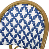 Christopher Knight Home Anastasia Outdoor French Bistro Chair (Set of 4), Blue + White + Bamboo Print Finish - Photo 4