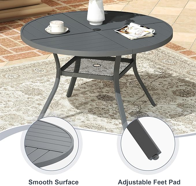 VICLLAX 47.2" Round Patio Dining Table for 4-6 - Photo 7