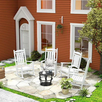 WestinTrends Malibu Malibu Outdoor Patio Poly Classic Porch Rocking Chair (Set of 4), White