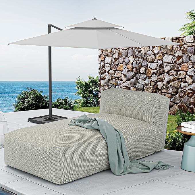 Dineli Chaise Lounge Chair Outdoor Bed Lounger Outdoor Couch Sofa for Pool Comfy Patio Furniture Foam Filling Bean Bed - Photo 1