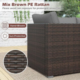 Tangkula 3 Seat Outdoor Wicker Sofa Set, Modular PE Rattan Patio Cushioned Sectional Couch Set - Photo 8