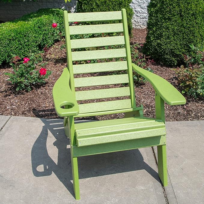 Furniture Barn USA Farmhouse Collection Poly Ladderback Folding Adirondack Chair, Tropical Lime Green