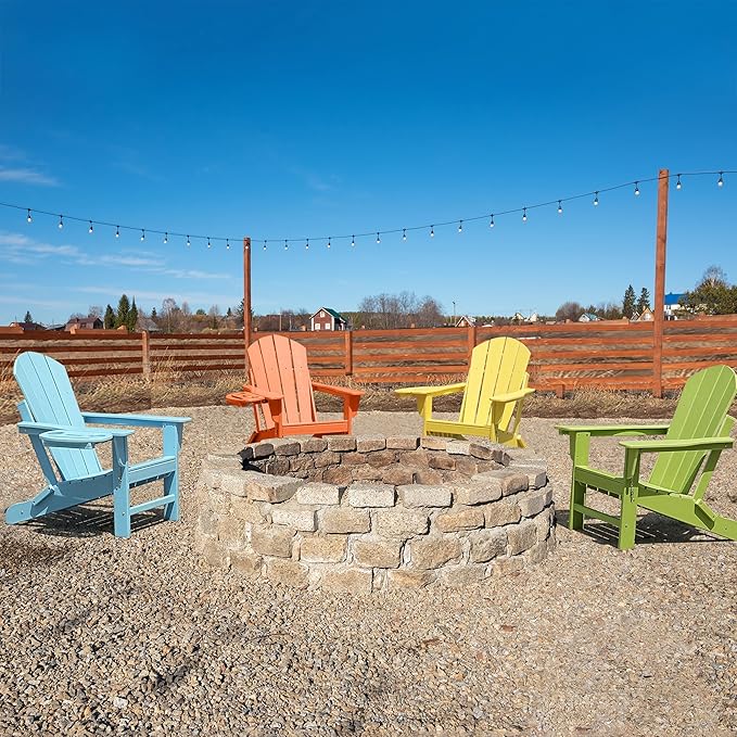 Adirondack Chair Set of 8, HDPE Folding Adirondack Chair with Multifunctional Cup Holder - Photo 8
