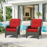 Patio Chairs Set of 2, Outdoor Wicker Patio Furniture Set with Thickened Olefin Cushions, High Back and Deep Seating - Photo 7