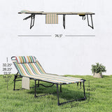 Outsunny 2 Piece Folding Chaise Lounge with 5-Level Reclining Back, Tanning Chair with Face Hole - Photo 3