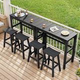 3 Piece Outdoor Bar Set, 42" Rectangular Pub Height High Top Bar Table & 2 Outdoor Bar Stools for Patio, Garden - Photo 2