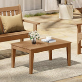 WestinTrends Malibu Low Outdoor HDPE Patio Rectangle Coffee Table, Teak - Photo 4