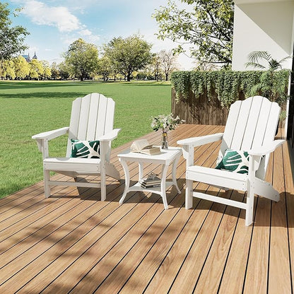 PeakPursuit HDPE Adirondack Chair Set of 2 for Patio, Wood Texture Lawn Chair, Outdoor Patio Furniture for Garden Backyard Deck