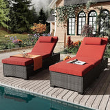 GarveeHome Patio Rattan Wicker Chaise Lounge Chair Set of 2, Wicker Chaise Lounge Outdoor for Pool Deck - Photo 1