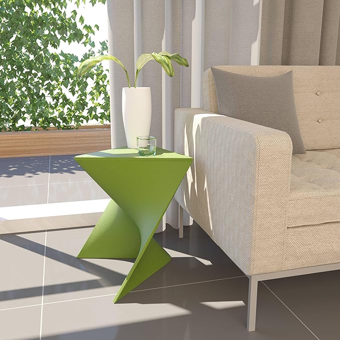 LeisureMod 15.75" Triangular Side Table, Stackable Plastic Accent End Table for Indoor & Outdoor Use - Photo 2