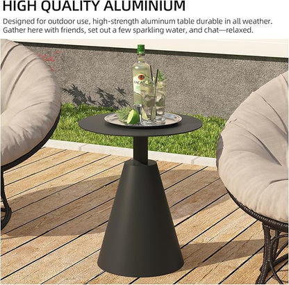 19.5''Φ Outdoor Round Coffee Table Weather-Resistant Aluminum Side Table for Balcony, Patio, Garden, Bedroom (Grey)