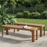 Christopher Knight Home Outdoor Acacia Wood Bench Set of 2, 57.25" Patio Benches, Slatted Garden Seating for 2–3 People - Photo 1
