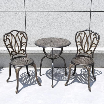 C/G 3 Piece Bistro Set,Outdoor Patio Set,Anti-Rust Cast Aluminum Bistro Table Set for Park Yard Front Porch Furniture(Antique Copper)