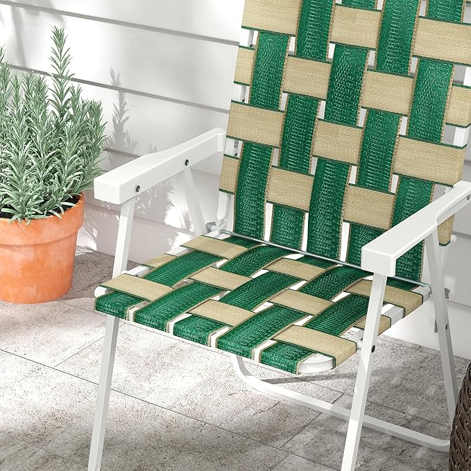 Outsunny Set of 4 Patio Folding Chairs, Classic Outdoor Camping Chairs, Portable Lawn Chair Set for Camping, Garden, Pool, Beach, Backyard with Armrests, Green