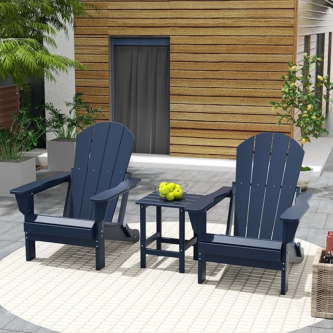 Costaelm 3 piece Patio Set, Outdoor Modern Adirondack Table and Chairs - Photo 2