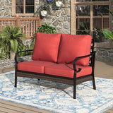 Patio Furniture Sofa, Love-Seat Patio Sofa Steel Frame Outdoor Sectional Couch with Deep Seating and 5.75” Cushions for - Photo 1