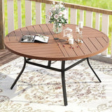 VICLLAX Round Patio Table with Adjustable Umbrella Hole for 8, All Weather Metal Outdoor Dining Table for Lawn Garden - Photo 2