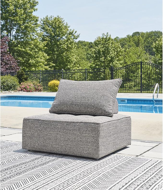 Signature Design by Ashley Bree Zee Straight Modern 3-Piece Outdoor Modular Seating with Tufted Cushion, Gray - Photo 2