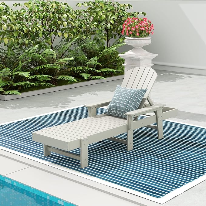 WestinTrends Dylan HDPE Outdoor Patio Poly Adirondack Reclining Chaise Lounge with Arms, Sand