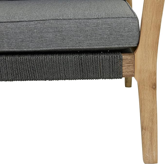 Deco 79 Wood Outdoor Chair with Cushions, 27" x 26" x 35", Dark Gray - Photo 6