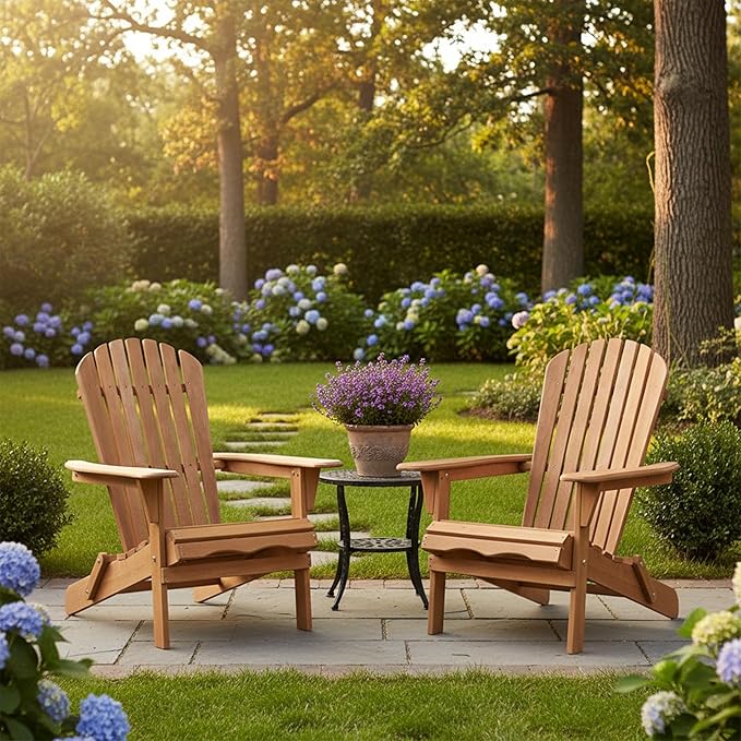 Premium Hemlock Wood Folding Adirondack Chairs (Set of 2) – Pre-Assembled Backrest, Water-Based Finish - Photo 7