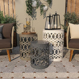 Deco 79 Metal Side End Accent Table Indoor Outdoor Nesting End Table with Carved Trellis Design, Set of 3 Side Table 23" - Photo 7